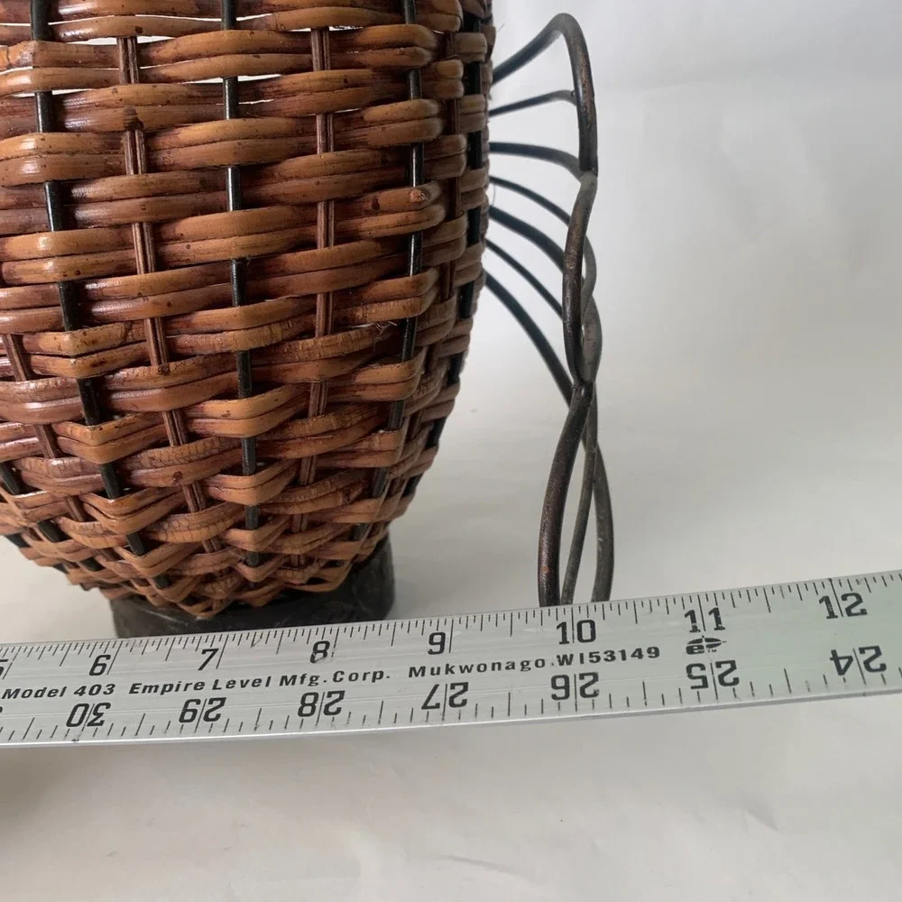 Woven Rattan Metal Turkey Decorative Basket Brown Fall Farmhouse Thanksgiving